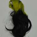Womens Black to Green Long Straight Wig with Bangs Ombre Green Synthetic Natural Hair Wig for Daily Cosplay Halloween Use