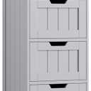 FOTOSOK Bathroom Storage Cabinet, Bathroom Cabinet with 4 Drawers, 11.8 x 11.8 x 32.5 Freestanding Entryway Cupboard Storage Organizer Unit Home Furniture Decor, Grey