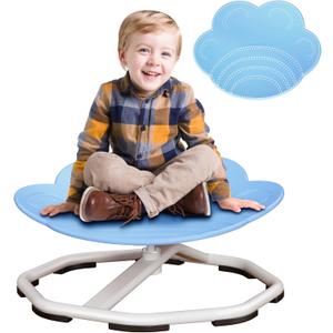 Qusases Sensory Swivel Chairs for Kids, Spinning Chair for Autistic Kids, Sit and Spin Sensory Toys, Training Body Coordination, Autism ADHD Chairs Indoor Outdoor Play Equipment (Blue), Medium