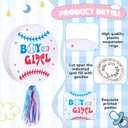 Jerify 16 x 16 Inch Gender Reveal Piñata with Bat Blindfold and Pink Blue Confetti Gender Reveal Baseball Piñata for Baby Shower Party Supplies Decor
