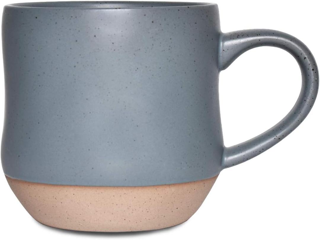 Bosmarlin Large Stoneware Speckled Coffee Mug, Big Ceramic Tea Cup, 17 Oz, Dishwasher and Microwave Safe (Blue, 1)