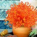 12 Bundles Artificial Fall Flowers for Outdoors, No Fade Faux Autumn Plants, UV Resistant for Thanksgiving Days, Home Dcor (Orange Red)