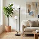 Henn&Hart 69" Modern 2-Light Floor Lamp, Black