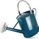 2 Gallon Meltal Garden Watering Can Removable Spout, Galvanized Steel Large Water Can with Embossed Design for Outdoor Indoor Plants (Ocean Blue, 2 Gallon)