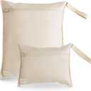 mushie Water Resistant Wet Bags | Large & Small Reusable Storage Bag for Baby Items and Travel | Zippered Pockets with Handle | Machine Washable, Set of 2 (Fog)