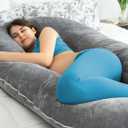 QUEEN ROSE Pregnancy Pillows for Sleeping, U Shaped Body Pillow for Pregnancy, 65 inch Maternity Pillow for Tall Pregnant Women with Gray Velvet Cover, X-Large