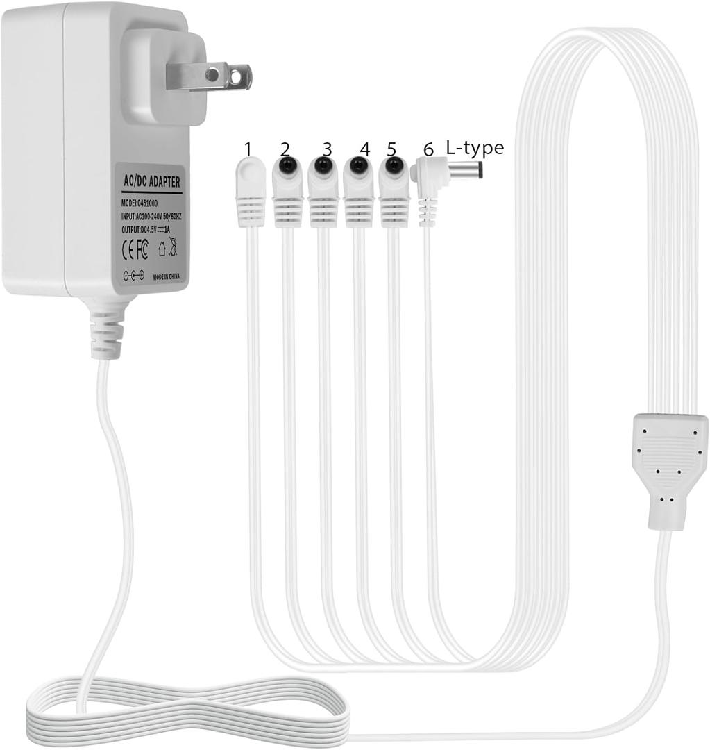 4.5v Lemax Power Adapter with 6 Jacks Compatible with Lemax Lighted Accessory 94563 94564 74707 74295 84428 94565 94566 94527 64517 Christmas Halloween Village Lights Micro Lighting Building Decor