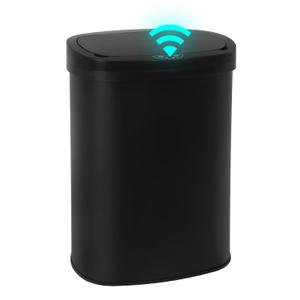 PayLessHere 13 Gallon Trash Can Kitchen Trash Can Automatic Garbage Can with Lid Touch Free High-Capacity Motion Sensor for Kitchen Bedroom Bathroom Office Trash Bin (1, Black Stainless Steel)
