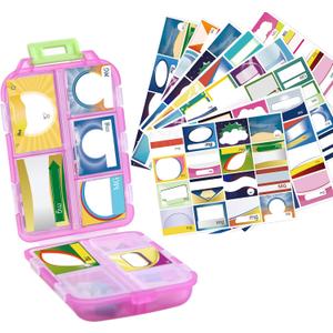 1Pack Travel Pill Organizer - 10 Compartments Pill Case, Compact and Portable Pill Box, Perfect for On-The-Go Storage, Pill Holder for Purse (Pink with 156 Stickers)