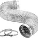 Vrurc Dryer Vent Hose, 4 Inch 4.92 FT Flexible Aluminum Thickened Vent Hose, with Stainless Steel Clamps, for Dryer Venting Laundry Room
