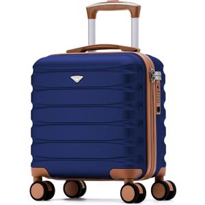 Carry On Suitcase Hardside TSA Lock & USB Port Silent Double Spinner Wheels Maximum Underseat Carry-On Bag For Virgin & South West Approved Airlines( 16.25x13.5x8" ,Navy/Tan )