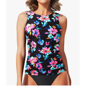 Daci Tankini Tops for Women High Neck Swim Top Tummy Control Bathing Suit Top Modest Swim Tank Top No Bottom S