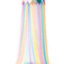 LOAOL Bed Canopy for Kids - Fairy Dream Canopy Bed Curtains with Rainbow Color Hanging Net, Pink Round Dome with Colorful Flag for Reading Nook & Bedroom Decor, Toddler Crib Canopy