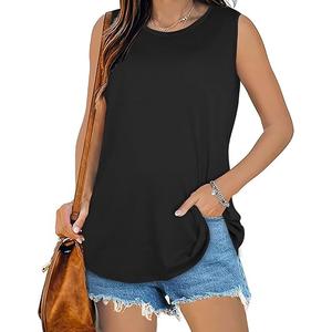 Womens Tank Tops Summer T Shirts Sleeveless Casual Loose Tunic Blouses (Small, A Dark Grey)