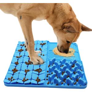Silicone Snuffle Mat for Dog,Slow Feeder Lick Mat with Suction Cups for Slow Eating,Encourages Natural Foraging Skill,Pet Sniffing Mat for Small/Medium/Large Dog Cat (Blue)
