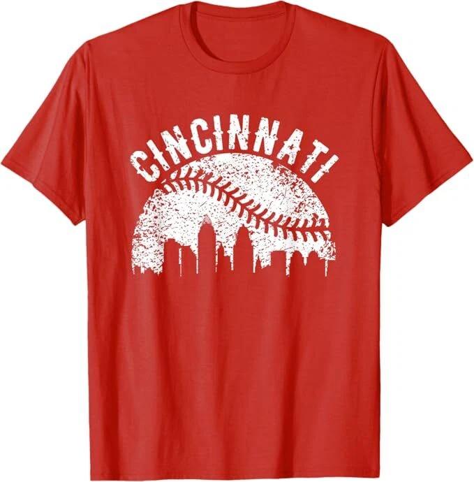Cincinnati Vintage Baseball Tee Distressed Gameday Retro TShirt Medium