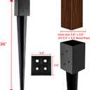 LADECH 4x4 Fence Post Anchor Ground Spike 36 Length Metal Black Powder Coated Mailbox Post Anchors Fit 3.5x3.5 Lumber (4, Black)