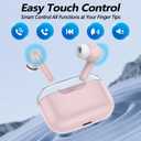 kurdene P3 Wireless Earbuds Bluetooth 5.3 Headphones, Deep Bass Stereo with Microphone Earphones in-Ear, Immersive Premium Sound Ear Buds for iPhone, Android-Pink