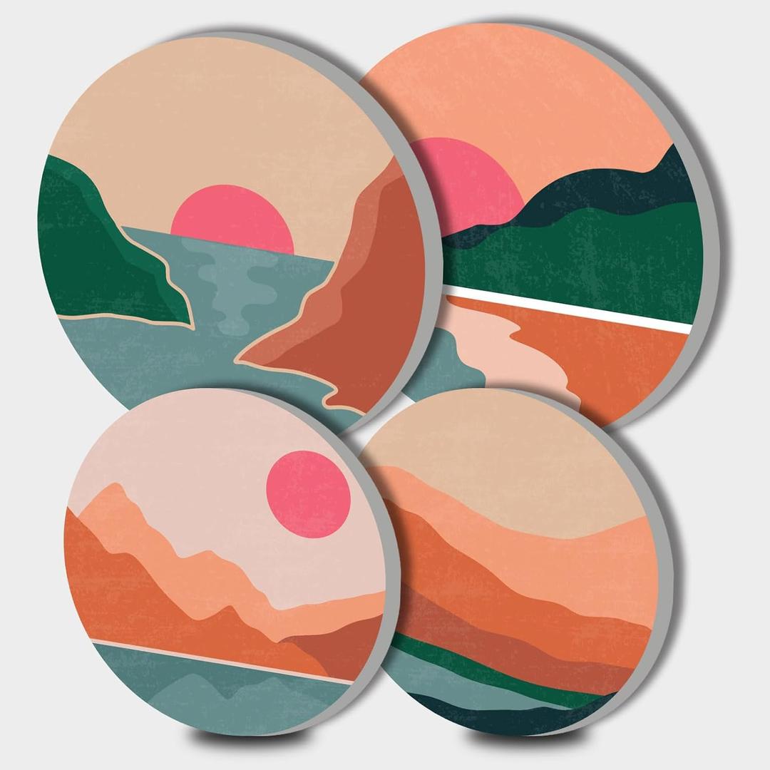 Tucocoo Electric Stove Burner Covers, Set of 4 Round Stove Burner Covers, 8 Inches and 10 Inches, Gas Stove Burner Covers, Metal Stove Burner Cover, Boho Minimalist Cooktop Decorative