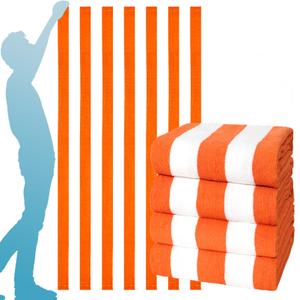 4 Packs Extra Large Bath Towels Striped Beach Towel Set Bathroom Sheets Bulk Oversized XL Big Fluffy Absorbent Microfiber Soft Blanket Turkish Hotel Shower Pool Hot Tub Toallas Bao Grandes Orange