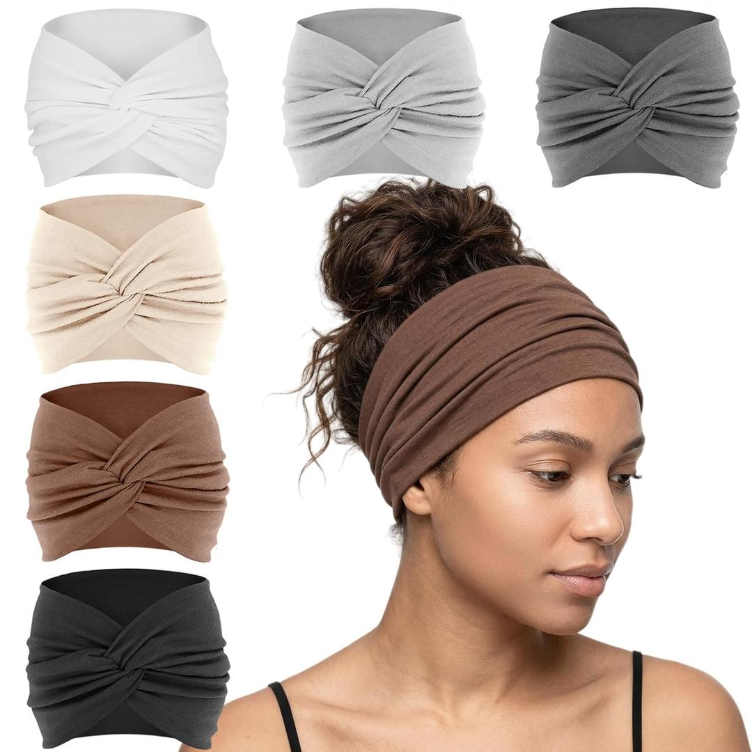 YONUF Wide Headbands For Women Extra Large Headband Twisted Knot Head Bands For Women's Hair Band Scarf Turban Accessories 6 Pack