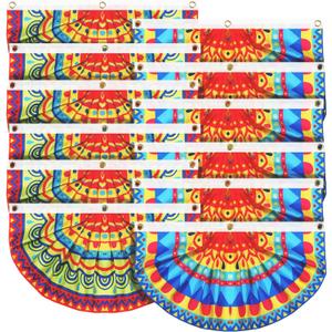 12 Pcs Mexican Party Decoration Luau Party Banner Fiesta Pleated Bunting Flag Cinco De Mayo Flag Fiesta Fan Porch Flag for Summer Pool Mexican Wedding Birthday Party Supplies, 2 Styles 3 x 1.5 ft