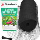 AlpineReach Garden Netting 15 x 30 ft Heavy Duty Bird Net, Deer, Plant Protection Extra Strong Woven Mesh, Reusable Kit with Zip Ties, Animal Fencing for Fruits Trees, Black