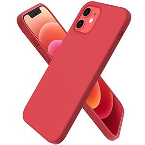 ORNARTO Compatible with iPhone 12 Case, Compatible with iPhone 12 Pro Case, Slim Liquid Silicone 3 Layers Full Covered Soft Gel Rubber Phone Case Cover 6.1 inch-Red