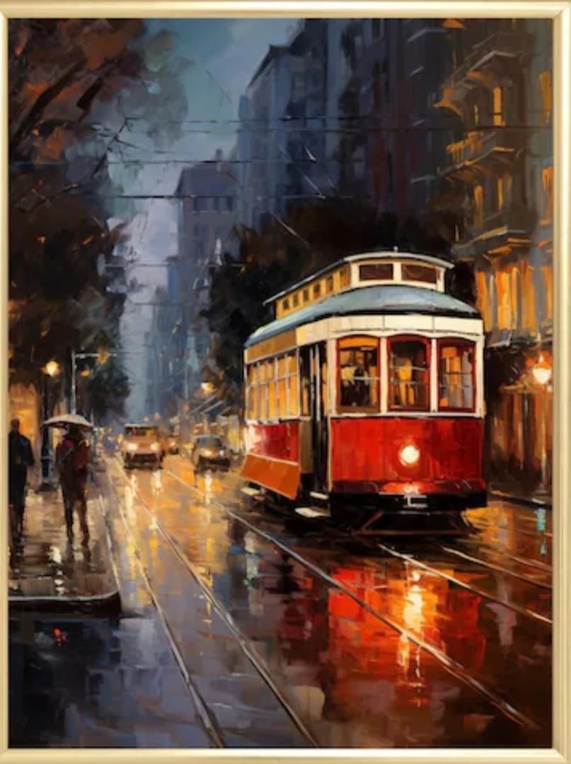 San Francisco Cable Car Painting | Urban Impressionism Art