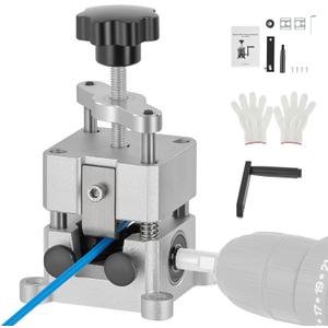 CREWORKS Wire Stripper Machine, 0.06"-1" Manual Wire Stripping Machine, Drill Compatible Copper Wire Stripping Tool for Scrap Wire with 2 Feed Hole Plates, Wire Stripper Power Tool for Cable Recycling