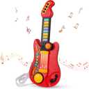 Kids Guitar 2 in 1 Musical Instruments for Kids Piano Toddler Toy Electric Guitars with Strap Music Toys for 3 4 5 Year Old Boys Girls Gifts (Red)