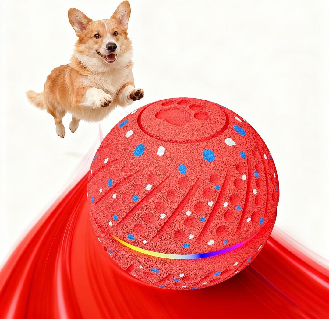 morhandisn Dog Balls: Interactive Dog Ball, SelfMoving Dog Toy with AutoRolling & Bouncing, ETPU Material, IP54 Waterproof, MotionActivated (Red, Large)
