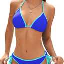 American Trends Women String Triangle Bikini Set Swimsuit Two Piece Bathing Suit Cheeky Swim Suit Swimwear (Blue, S)