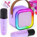 Mini Karaoke Machine for Kids, 2026 TOP Toys Birthday Gifts Ideas for Girls Ages 4, 5, 6, 7, 8, 9, 10, 12+ Years Old, Portable MP3 Player with 2 Wireless Mics for Family Home Party (Light Purple)