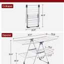 Sakugi Clothes Drying Rack, Foldable 2-Level Laundry Drying Rack with Height-Adjustable Wings, for Clothing & Bedding, Free-Standing Space-Saving Rack, Indoor & Outdoor, 55.5"L 22.8"W, Silver Blue, Large