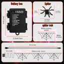 Halloween Decorations Spider Web Lights 6FT 60LED Battery Operated/USB Powered with Black Spider with Timer 8 Modes Indoor Outdoor for Halloween Decor, Orange&Purple