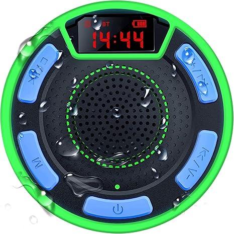 Bluetooth Speakers, DuoTen IPX7 Waterproof Wireless Portable Bluetooth Speakers w/LED Display, FM Radio, Suction Cup, Light Show, Loud Stereo Sound and Bass for Shower, Pool, Party, Travel, Outdoors