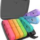 Fullicon Extra Large AM PM Pill Box Organizer 7 Day, Travel Medicine Pill Organizer 2 Times a Day, Large Supplement Vitamin Dispenser, Weekly Jumbo Pill Case Container for Purse (Black Rainbow)