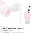 Healeved 4-Pack 1.3Oz Travel Size Silicone Refillable Lotion Bottles with Hook Clear Pump Dispensers for Hand Soap Cosmetic Storage