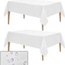 DRESSMAKER 2 Pack Waterproof Faux Linen Tablecloths - White Table Cloth Rectangle 60x102 Inches, Fits 6ft Table for Weddings, Buffets, Parties & Dining