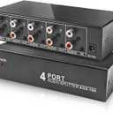 3.5mm Aux + RCA L/R Audio Splitter 1 in 4 Out, BolAAzuL 4-Way Stereo Audio Distributor Box 4-Channel Stereo RCA Splitter 1x4 for DVD Player, Game Console, Headphones, Speaker - w/Power