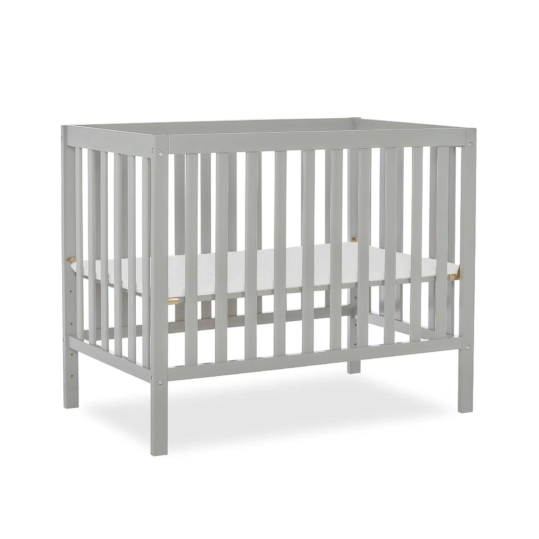 Dream On Me Edgewood 4-in-1 Convertible Mini Baby Crib in Cool Grey GreenGuard Gold & BSA, Non-Toxic, Compact 402533 Design, Converts to Mini Daybed & Twin Bed (Rails to Buy) 1 Mattress Pad