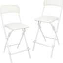 Amazon Basics Folding Bar Stool with Footrest, Portable, Sturdy, Space-Saving Storage, 300lb Capacity, 24" Height, White, Set of 2, 2 Pack