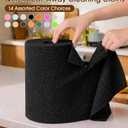 KitchLife Microfiber Cleaning Cloth Roll, 100 Pack - Tear-Away Microfiber Paper Towels, Lint-Free, Reusable, Washable for Kitchen, Car, Dishes, and Sensitive Surfaces (Black)