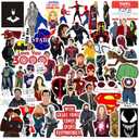 105PCS Cute Superhero Stickers Pack  Waterproof Vinyl Decals Teens and Adults, Comic Legends Cartoon Anime Stickers for Laptops, Skateboards, Luggage, Phones, Water Bottles, Party Supplies