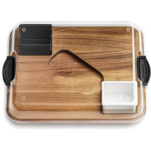 Premium Wooden Charcuterie Board with Acrylic Lid, Acacia Serving Tray, with two Dipping Containers, Elegant Gift Box for Hosting & Entertaining