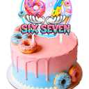 4 x 6 7 Birthday Decorations, 67 Meme Theme Birthday Party Decorations Kit Includes Banner, Large Cake Topper, 6 x Hanging Swirls, 24 x Cupcake Toppers