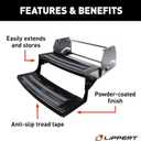 Lippert Radius 24" Double Manual RV Step Assembly, 8" Rise, 300 lbs. Anti-Slip Steps, Compact One-Hand Expand or Collapse, Black Powder Coat, Travel Trailers, 5th Wheels, Campers - 432682