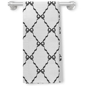 Black Coquette Bow Knot Kitchen Towels, Preppy Hand Towels for Bathroom Decor, 16x24 Inch