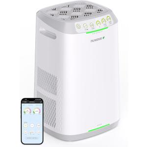 Nuwave Oxypure Zero E500 Air Purifier with Washable Reusable Filters for Large Room | Smart Air Cleaners 99.9% Removal 0.1 Micron Particles | Sleep Mode, 6 Fan Speed & Timer, App Control (Dual 3-stage filter system)